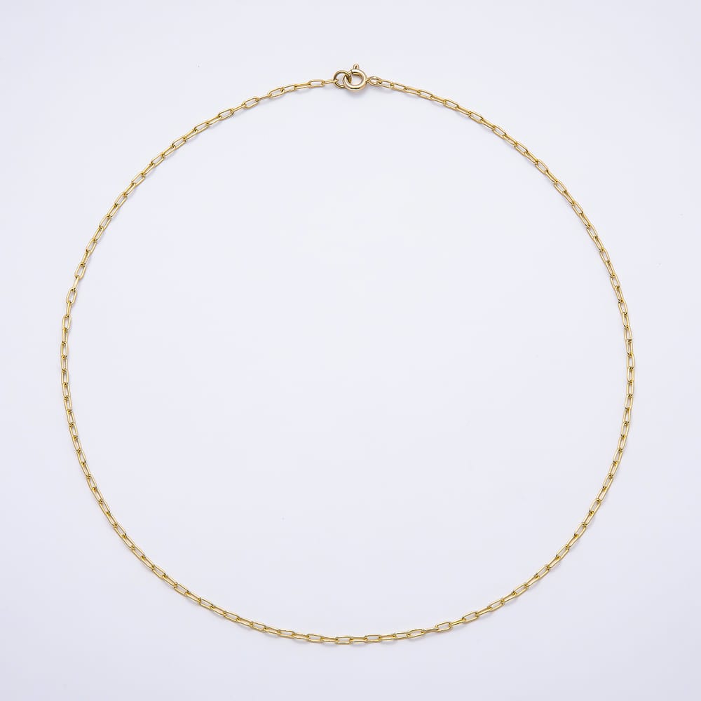 14K Gold Filled 2mm Minimalist Paperclip Chain 15 Inch Necklace | WA-01456