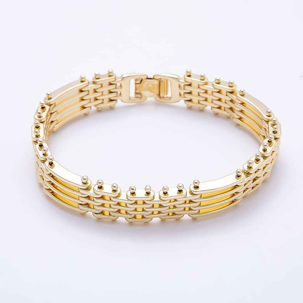 14K Gold Filled 12mm Minimalist Geometric Panther Chain 7.5 Inch Bracelet | WA-01497