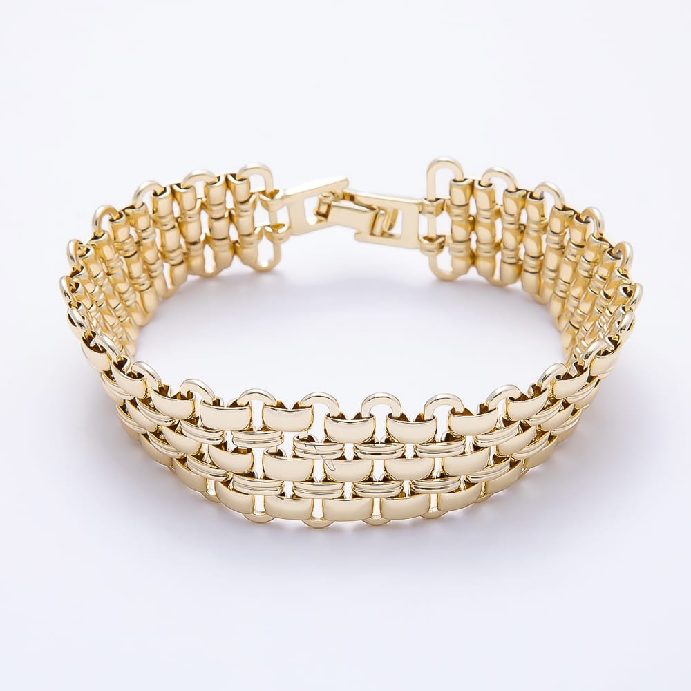 14K Gold Filled 17mm Minimalist Multiple Band Panther Chain 7 Inch Bracelet | WA-01500