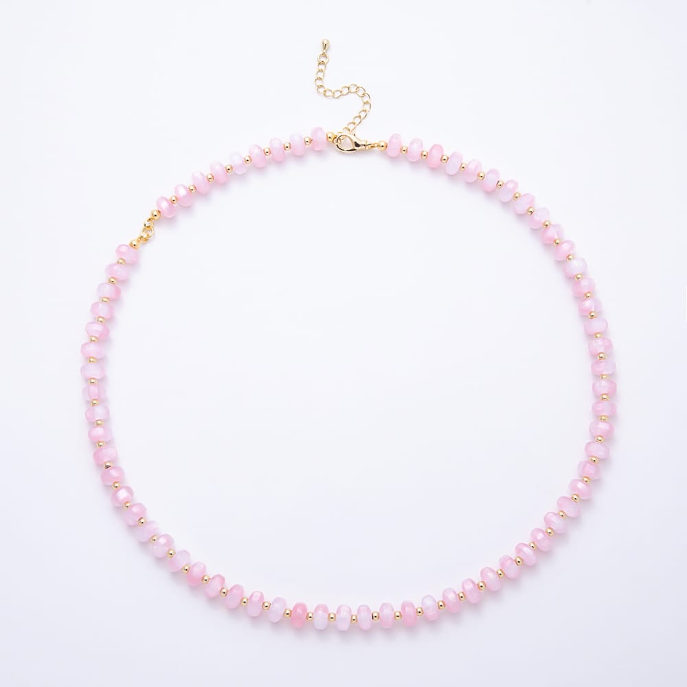 16K Gold Filled 8mm Glitter Resin Rondelle Bead Gemstone 21 Inch Necklace | WA-01110 ~ WA-01756