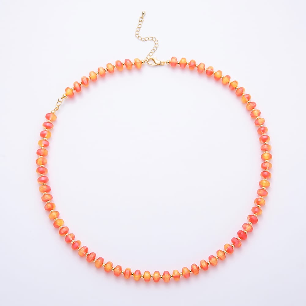 16K Gold Filled 8mm Glitter Resin Rondelle Bead Gemstone 21 Inch Necklace | WA-01110 ~ WA-01756