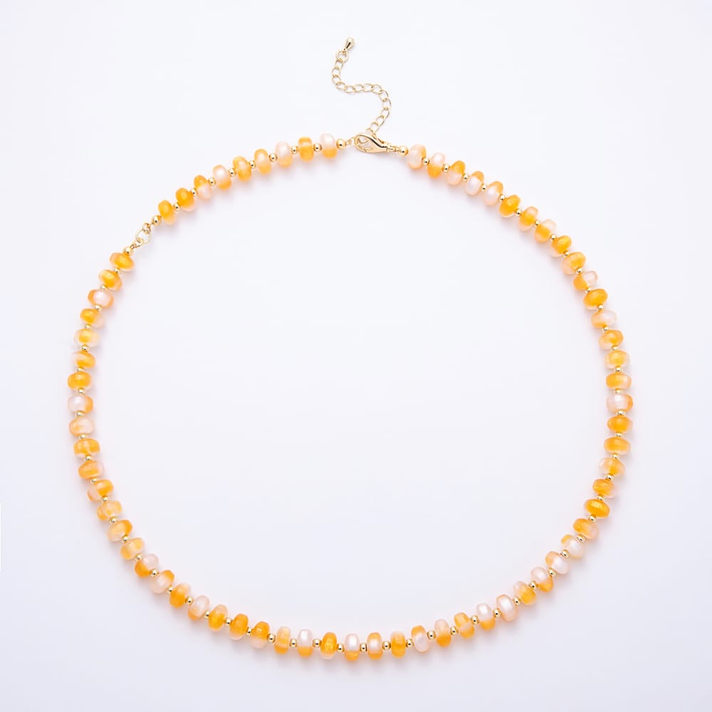 16K Gold Filled 8mm Glitter Resin Rondelle Bead Gemstone 21 Inch Necklace | WA-01110 ~ WA-01756