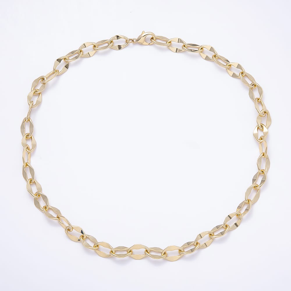 Stainless Steel 11.5mm Minimalist Edged Geometric Chain 23 Inch Necklace | WA-01664