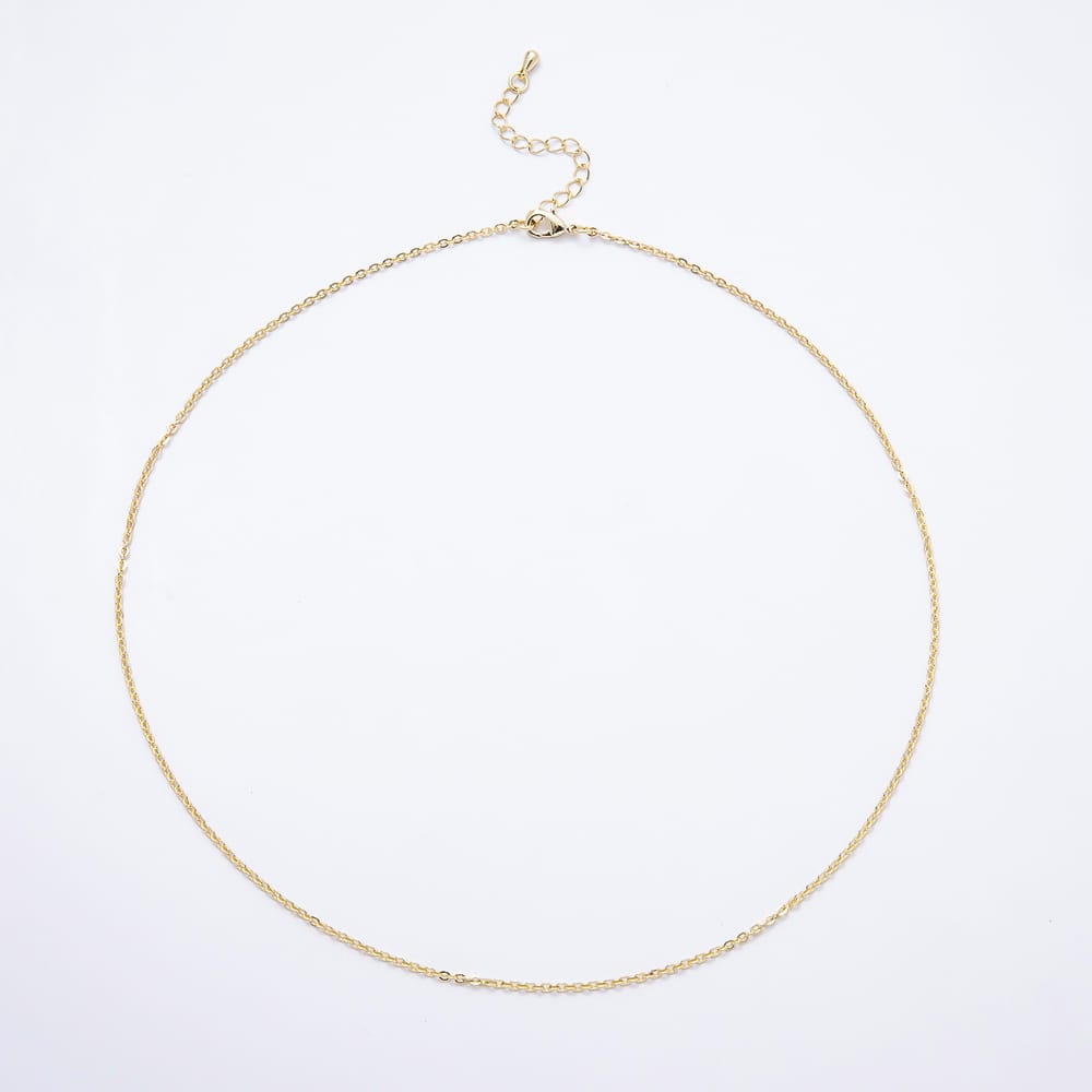 16K Gold Filled 1.7mm Minimalist Cable Chain 18 Inch Necklace w. Extender | WA-01967
