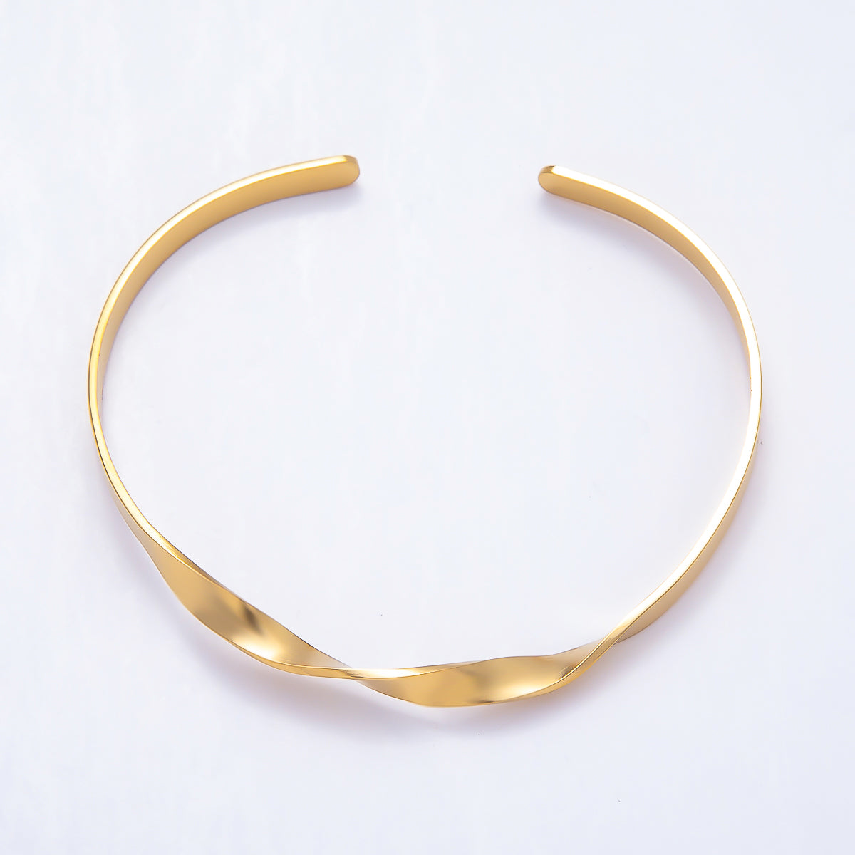 Stainless Steel Gold PVD Minimalist Twist Cuff Bracelet | WA-01986