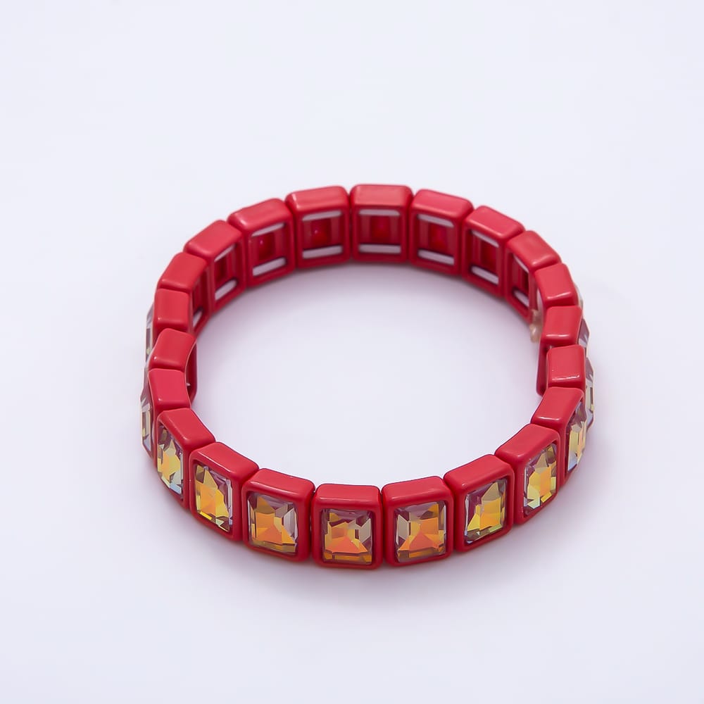 Colorful Emerald Cut AB Crystal Bracelet Stretch Tila Bracelet Stackable Jewelry WA-2079