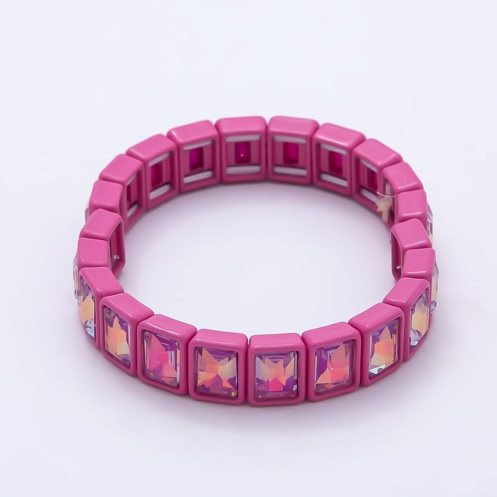 Colorful Emerald Cut AB Crystal Bracelet Stretch Tila Bracelet Stackable Jewelry WA-2079