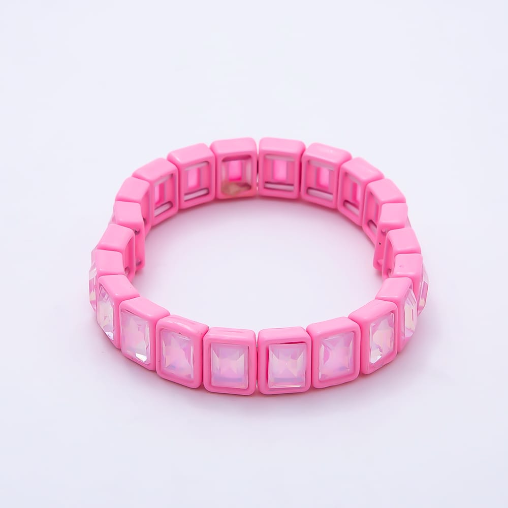 Colorful Emerald Cut AB Crystal Bracelet Stretch Tila Bracelet Stackable Jewelry WA-2079
