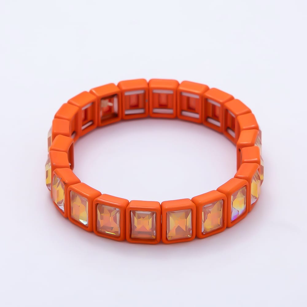 Colorful Emerald Cut AB Crystal Bracelet Stretch Tila Bracelet Stackable Jewelry WA-2079