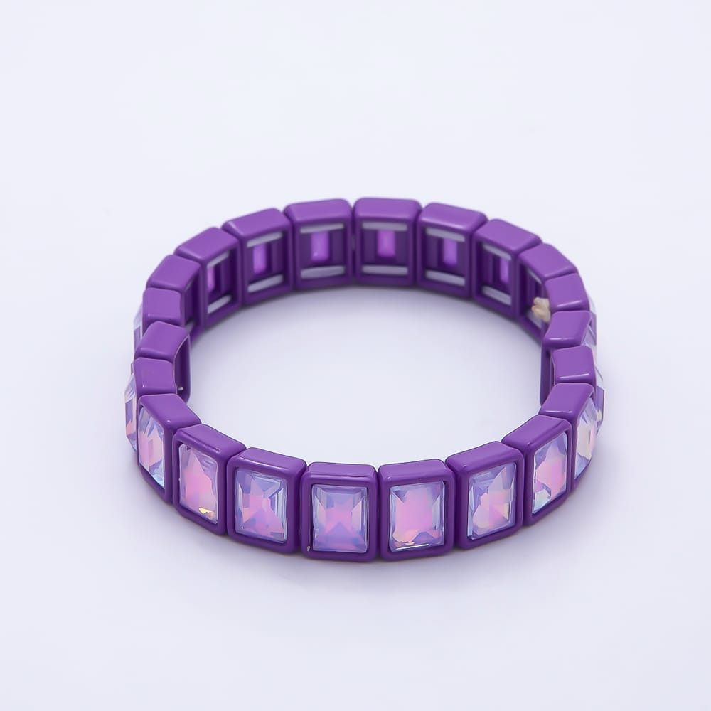 Colorful Emerald Cut AB Crystal Bracelet Stretch Tila Bracelet Stackable Jewelry WA-2079