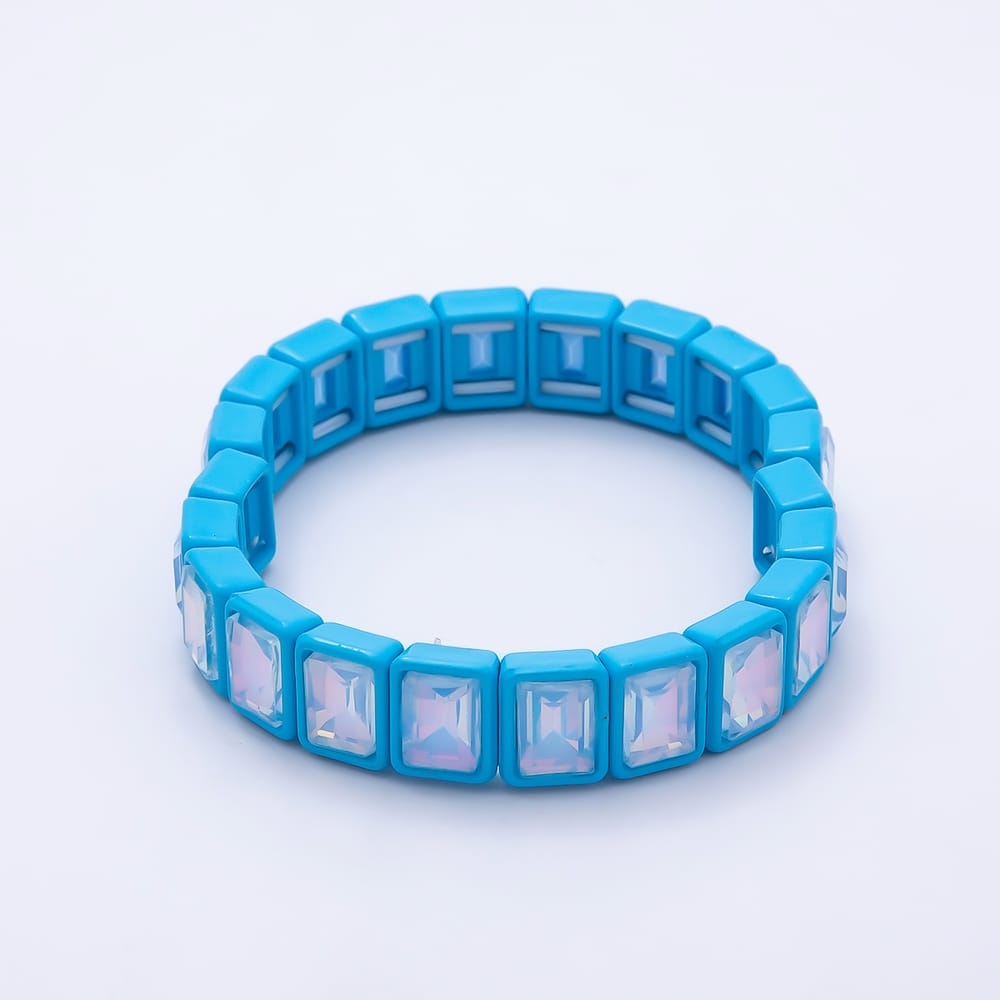 Colorful Emerald Cut AB Crystal Bracelet Stretch Tila Bracelet Stackable Jewelry WA-2079