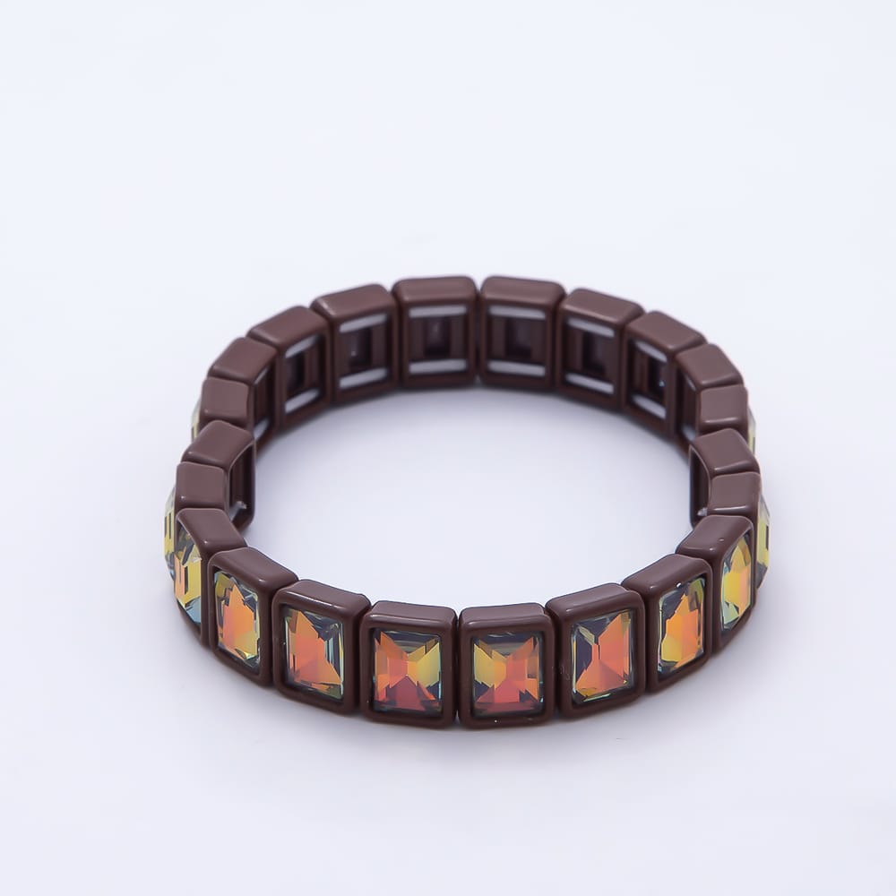 Colorful Emerald Cut AB Crystal Bracelet Stretch Tila Bracelet Stackable Jewelry WA-2079