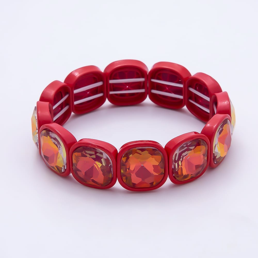Colorful Square Cut Crystal Bracelet Stretch Tila Bracelet Stackable Jewelry WA-1205