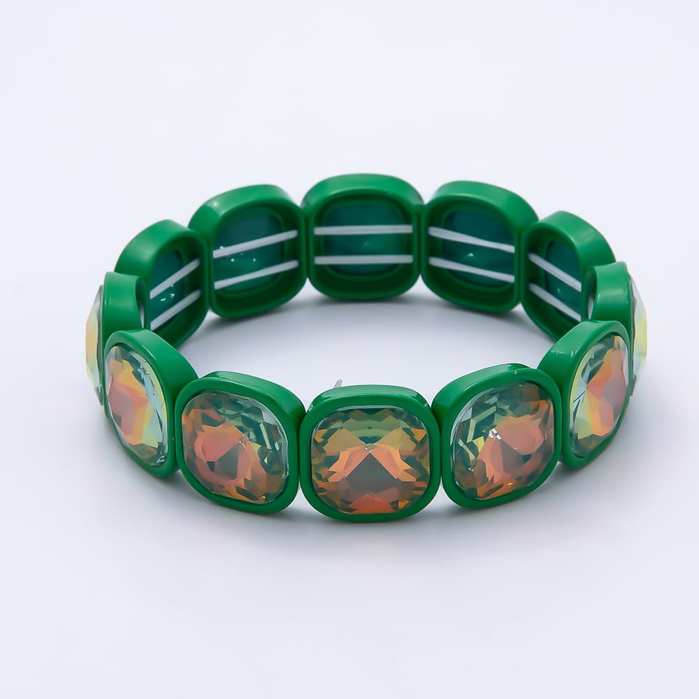 Colorful Square Cut Crystal Bracelet Stretch Tila Bracelet Stackable Jewelry WA-1205