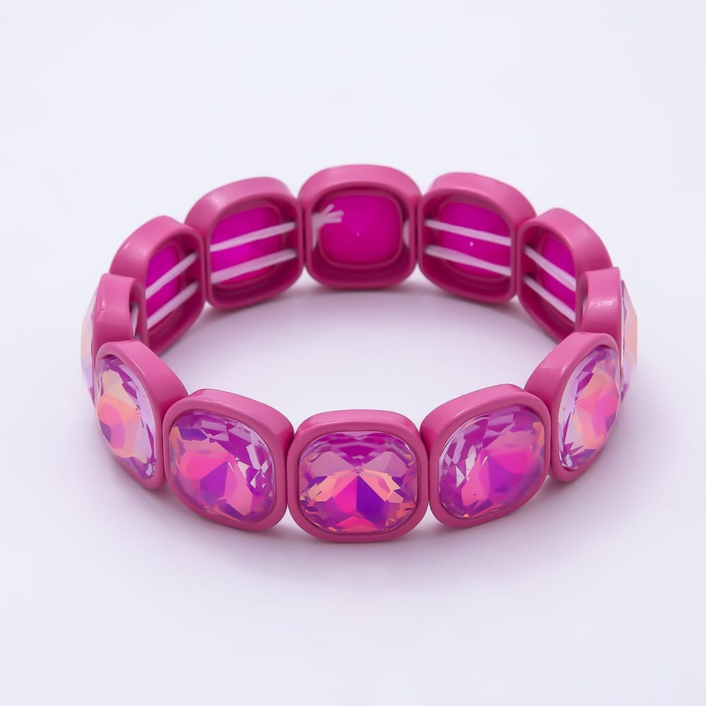 Colorful Square Cut Crystal Bracelet Stretch Tila Bracelet Stackable Jewelry WA-1205