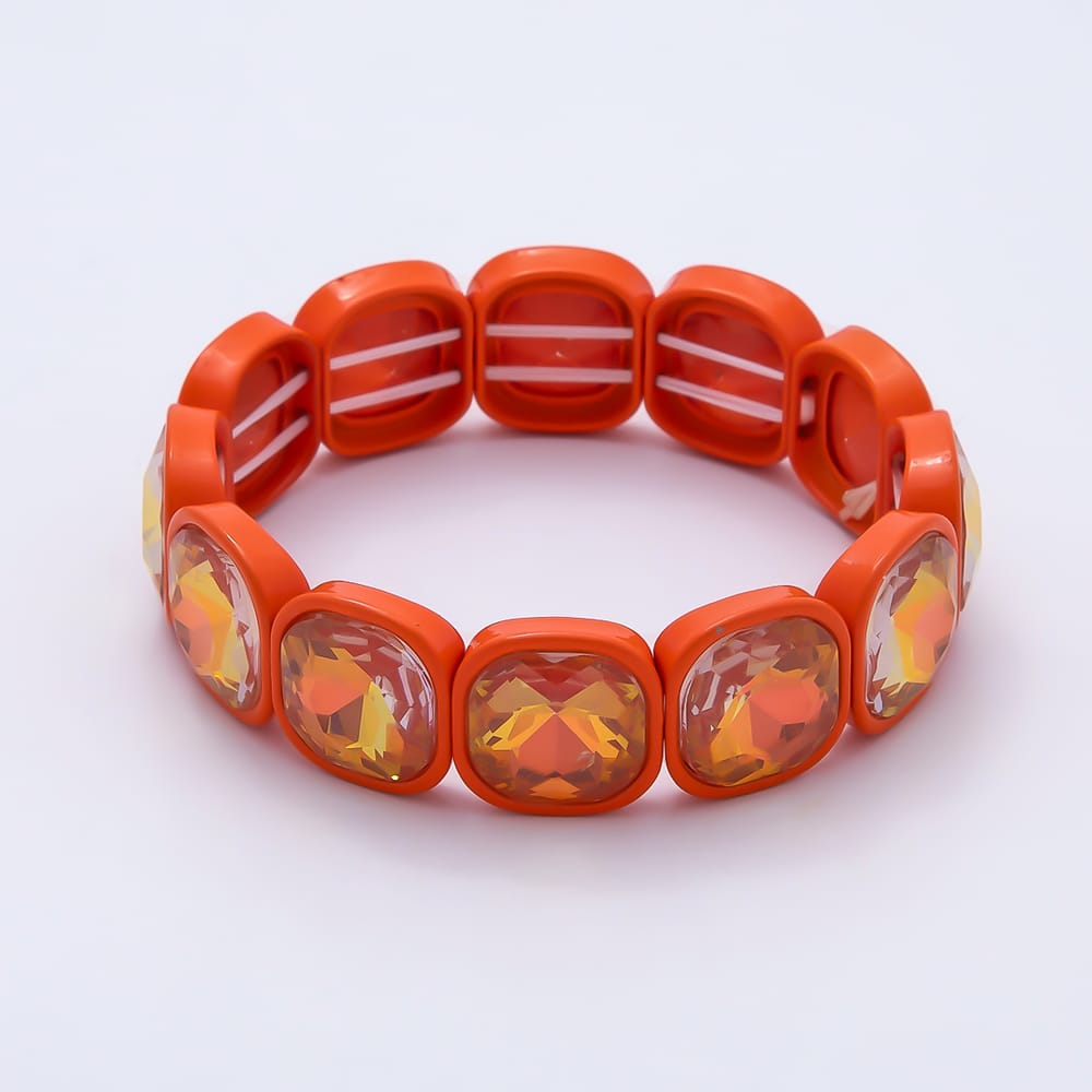 Colorful Square Cut Crystal Bracelet Stretch Tila Bracelet Stackable Jewelry WA-1205
