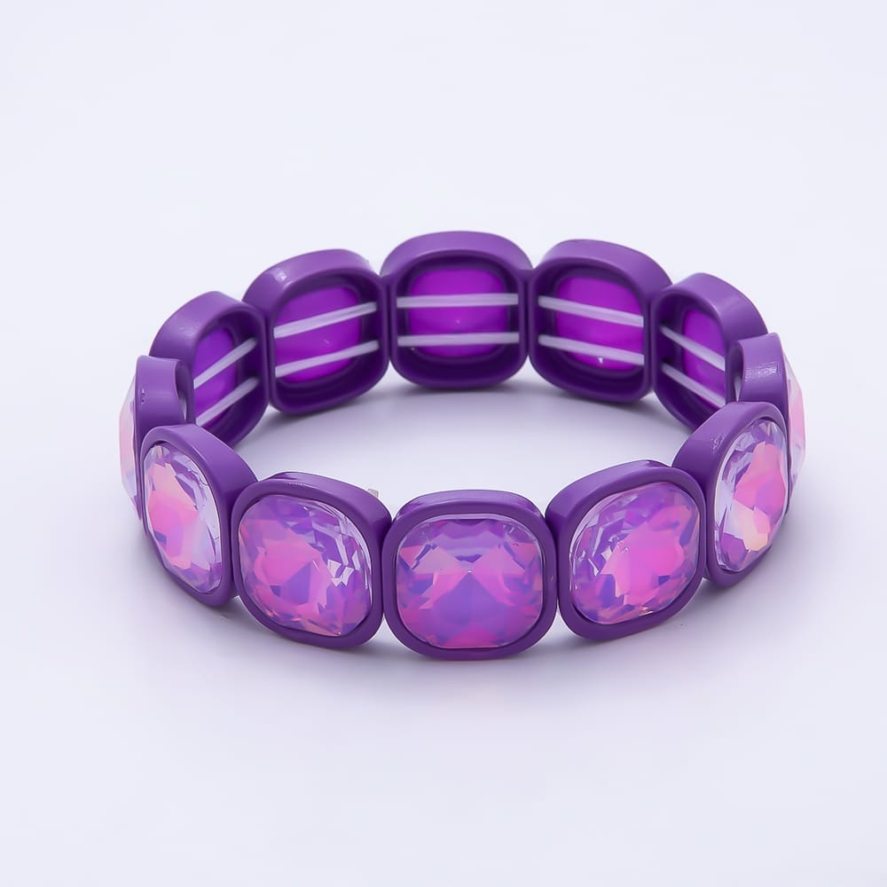 Colorful Square Cut Crystal Bracelet Stretch Tila Bracelet Stackable Jewelry WA-1205