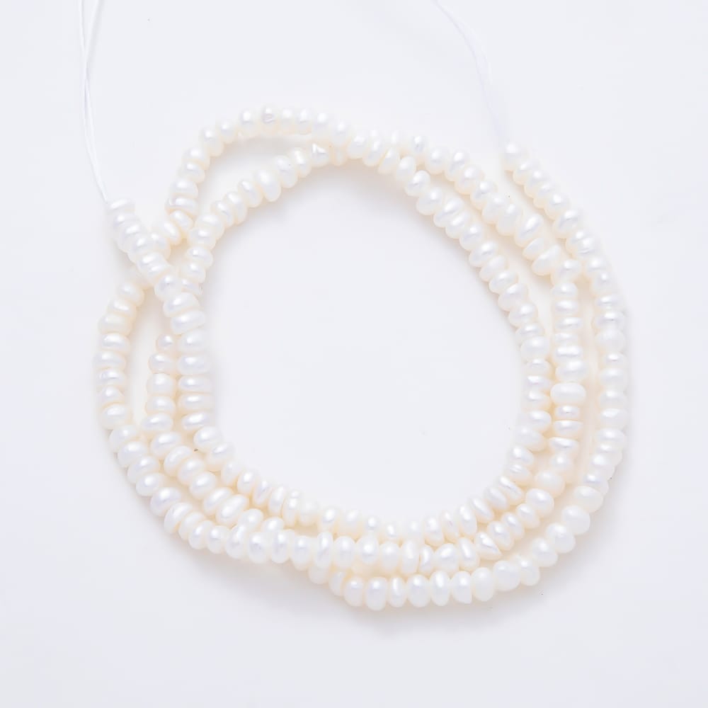 3mm White Freshwater Pearl Mini Seed Rondelle Natural Gemstone Bead 15 Inch Strand Finding | WA-02154