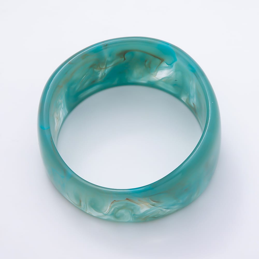 Yellow, White, Green, Pink, Beige, Red, Blue Enamel Solid Marble Resin Acrylic Wide Bangle Bracelet | WA-02170 ~ WA-02168