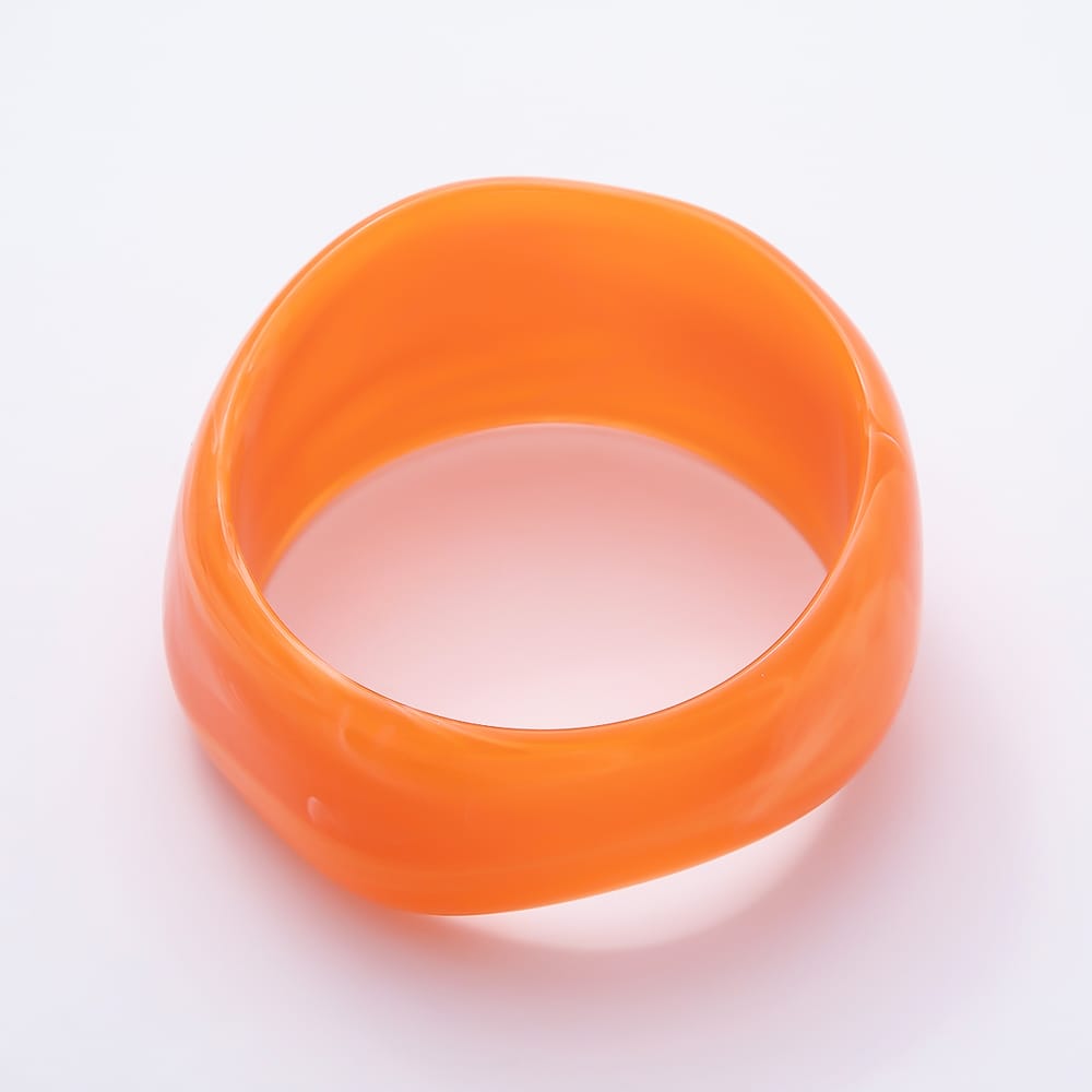 Orange, Brown, Tortoise Shell Edged Geometric Solid Marble Resin Acrylic Wide Bangle Bracelet | WA-02184 WA-02185 WA-02191