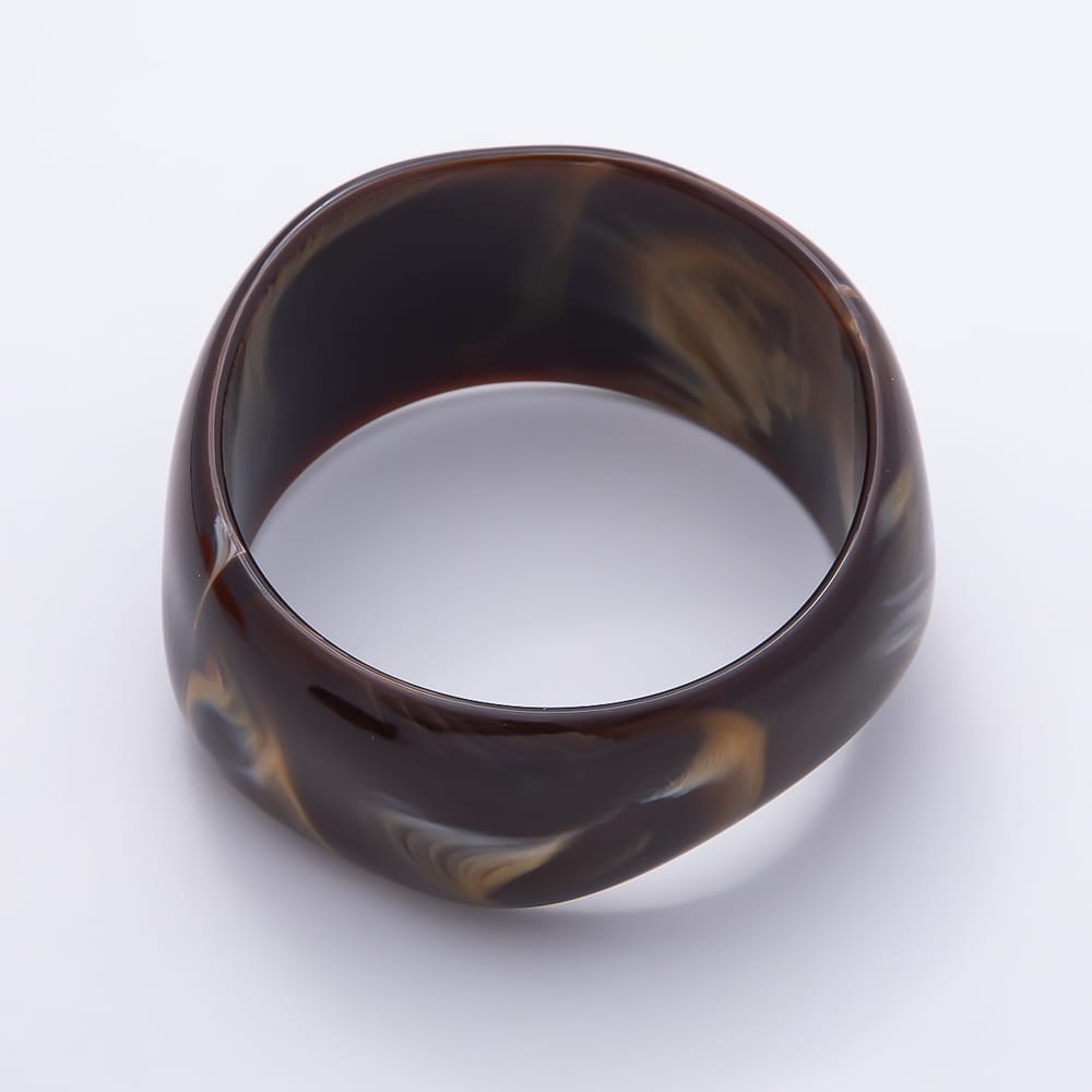 Orange, Brown, Tortoise Shell Edged Geometric Solid Marble Resin Acrylic Wide Bangle Bracelet | WA-02184 WA-02185 WA-02191