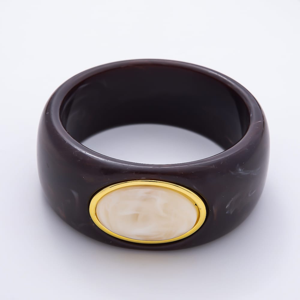 Colorful Chunky Resin With Big Marble Stone Bangle Bracelet | WA-02213