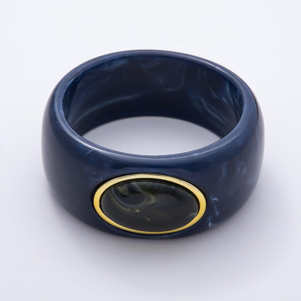 Colorful Chunky Resin With Big Marble Stone Bangle Bracelet | WA-02213