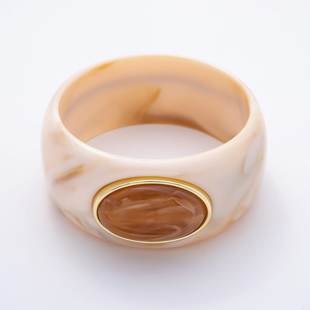 Colorful Chunky Resin With Big Marble Stone Bangle Bracelet | WA-02213