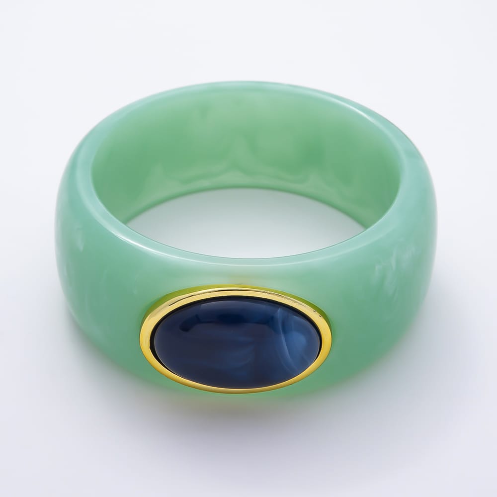 Colorful Chunky Resin With Big Marble Stone Bangle Bracelet | WA-02213