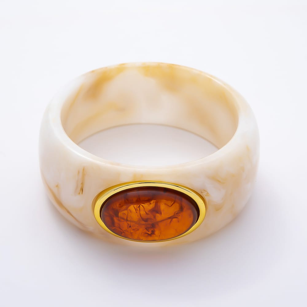 Colorful Chunky Resin With Big Marble Stone Bangle Bracelet | WA-02213