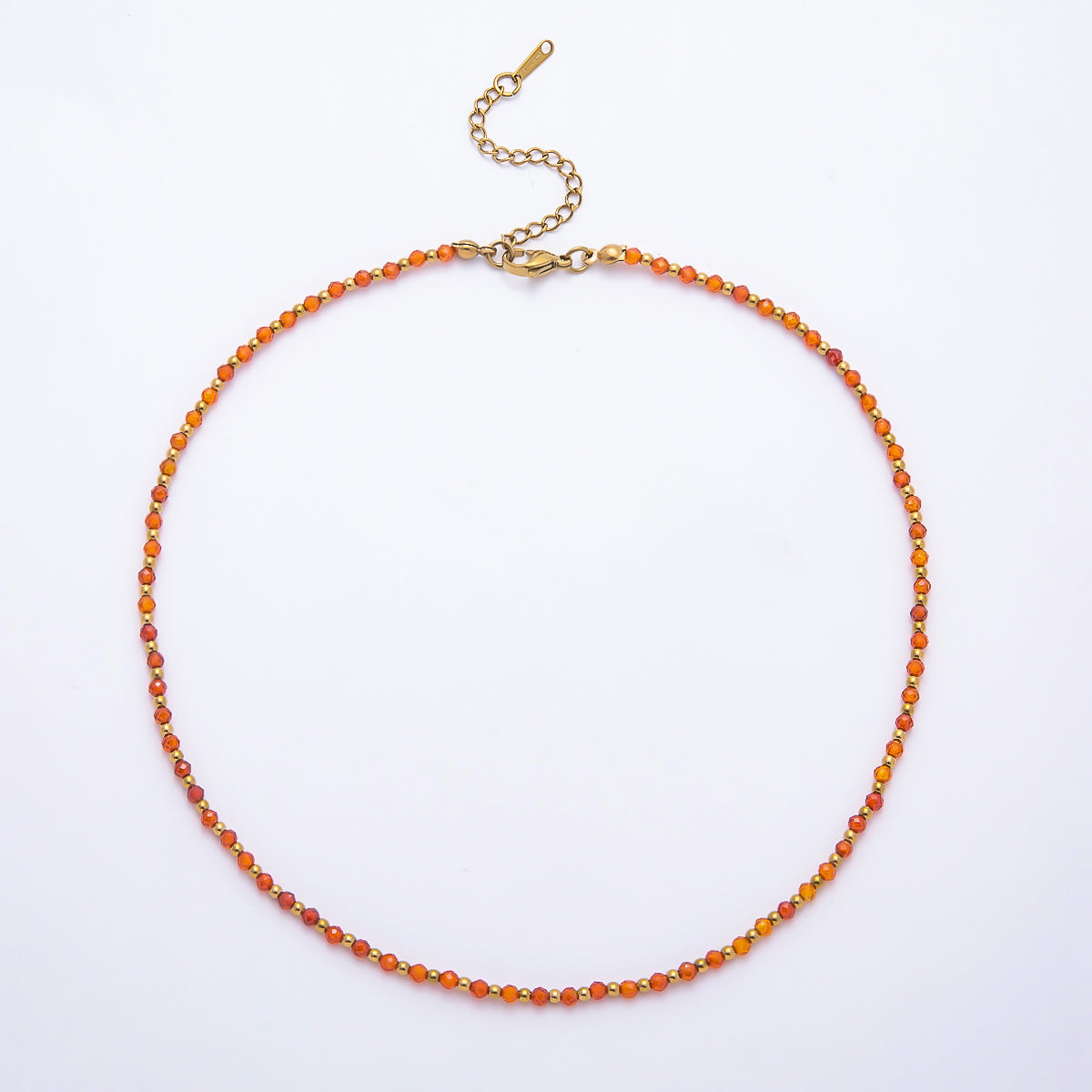 Handmade 3mm Red Carnelian, Purple Amethyst, Green Peridot Multifaceted Crystal Bead Gemstone Chain 16 Inch Necklace | WA-02285 ~ WA-02350