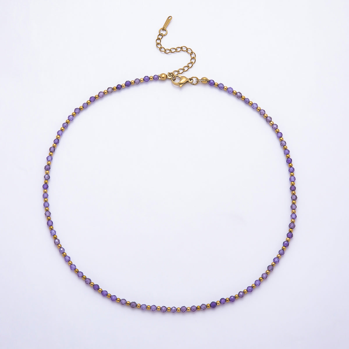 Handmade 3mm Red Carnelian, Purple Amethyst, Green Peridot Multifaceted Crystal Bead Gemstone Chain 16 Inch Necklace | WA-02285 ~ WA-02350