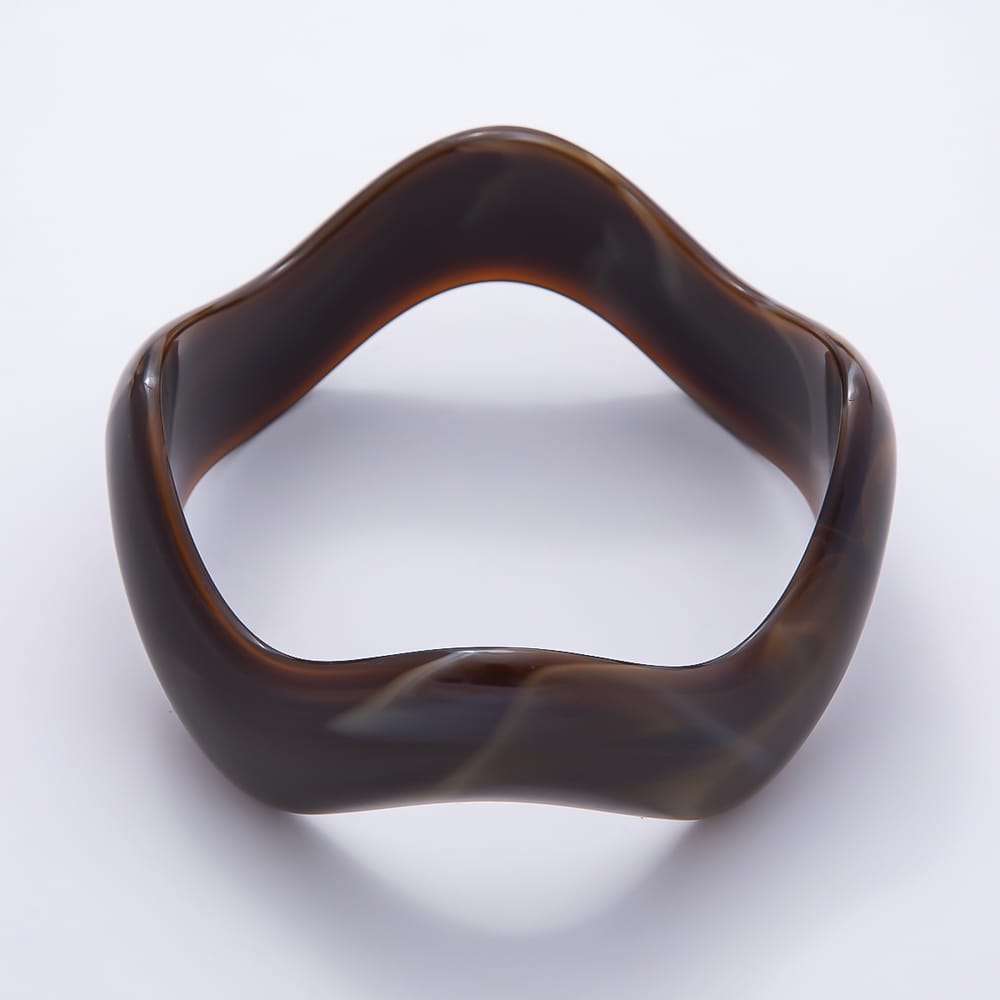 White, Black, Green, Pink, Red, Brown, Blue Marble Resin Acrylic Wave Wide Geometric Bangle Bracelet | WA-02144