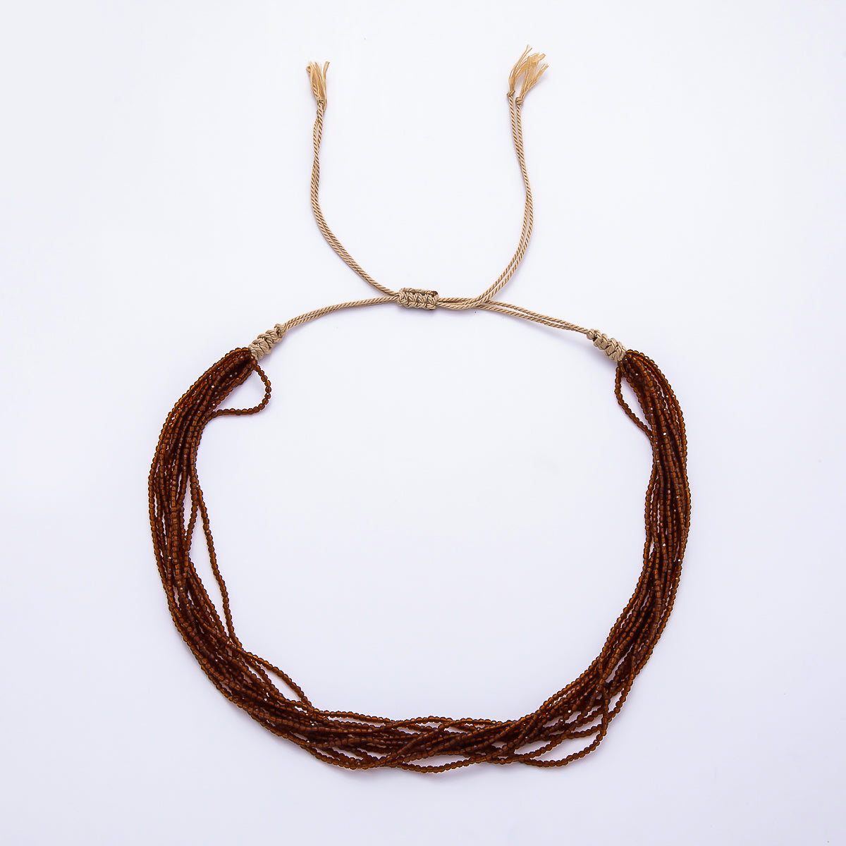 2mm Multi Layer Multifaceted Crystal Gemstone Chain 14 Inch Bolo Adjustable Necklace | WA-02563