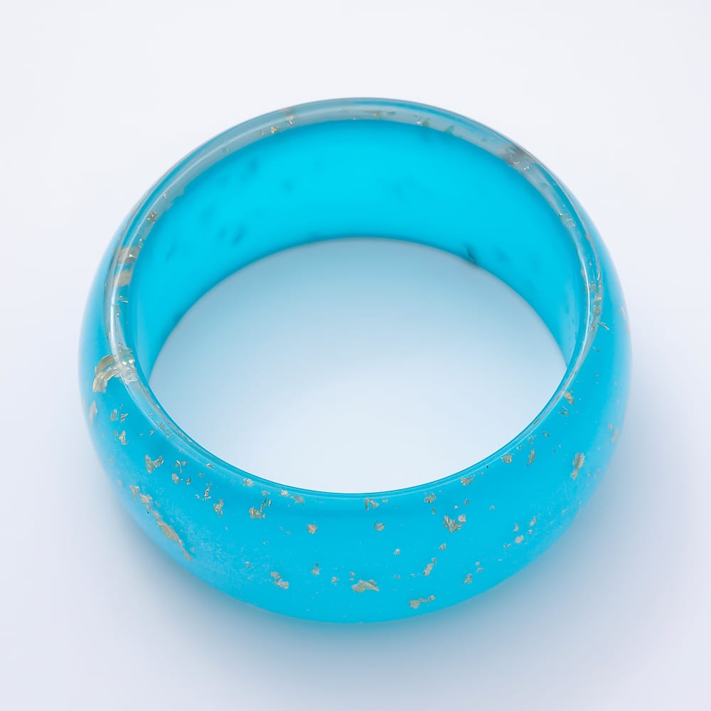 Pink, Green, Black Marble Resin Acrylic with Gold Flake Wide Bangle Bracelet | WA-02266