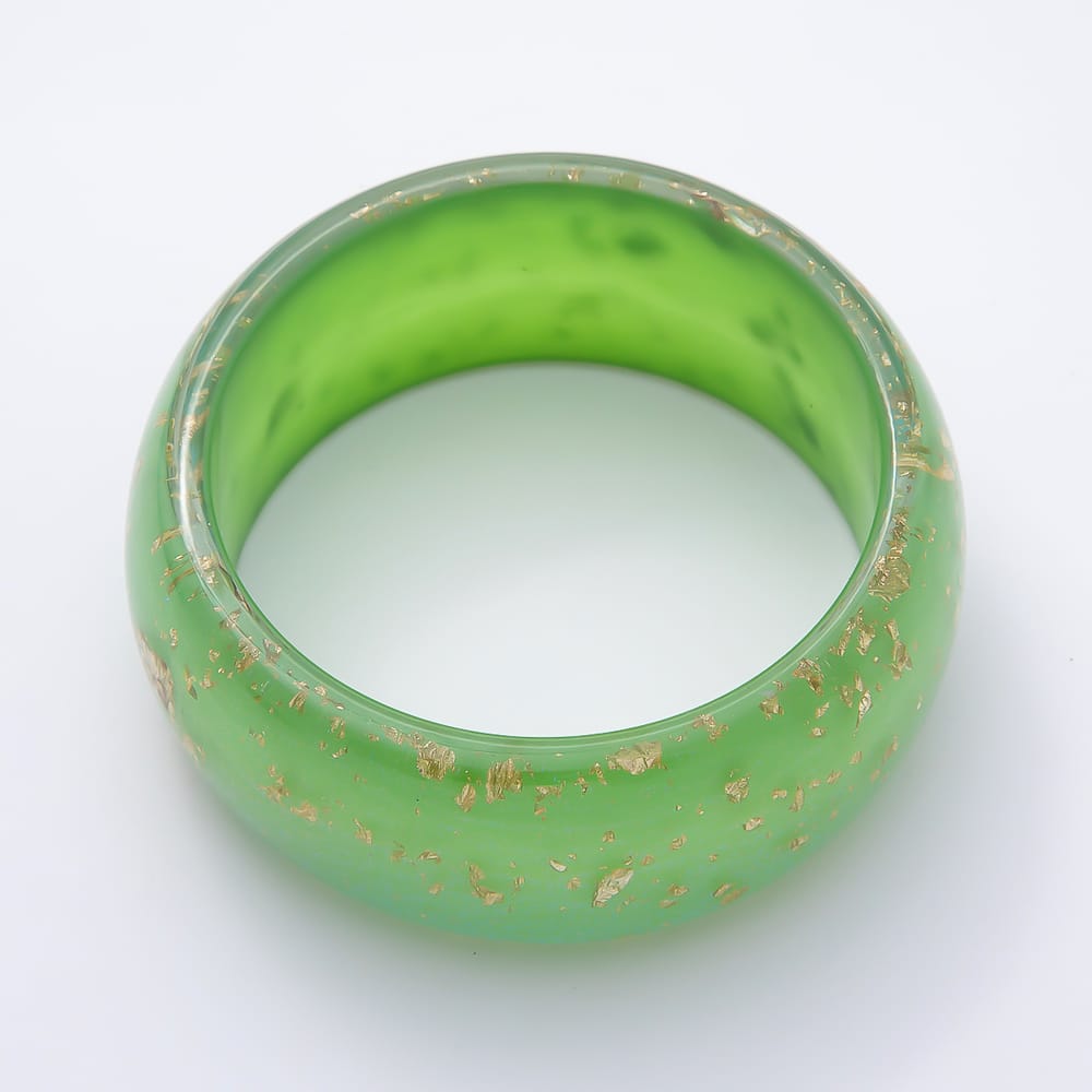 Pink, Green, Black Marble Resin Acrylic Wide Bangle Bracelet | WA-02266