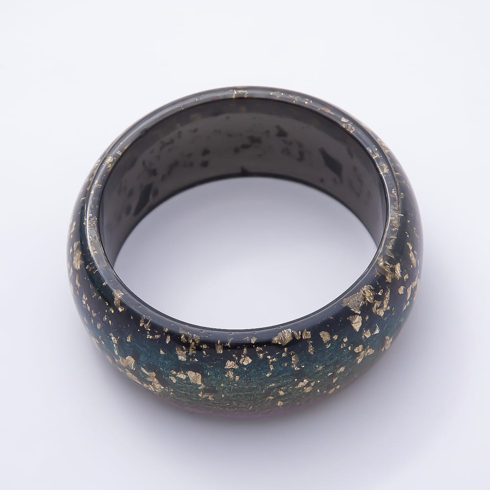 Pink, Green, Black Marble Resin Acrylic Wide Bangle Bracelet | WA-02266