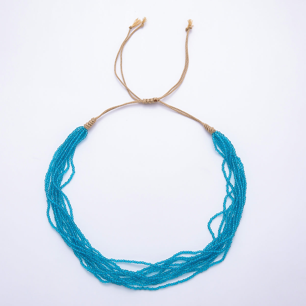 2mm Multi Layer Multifaceted Crystal Gemstone Chain 14 Inch Bolo Adjustable Necklace | WA-02563