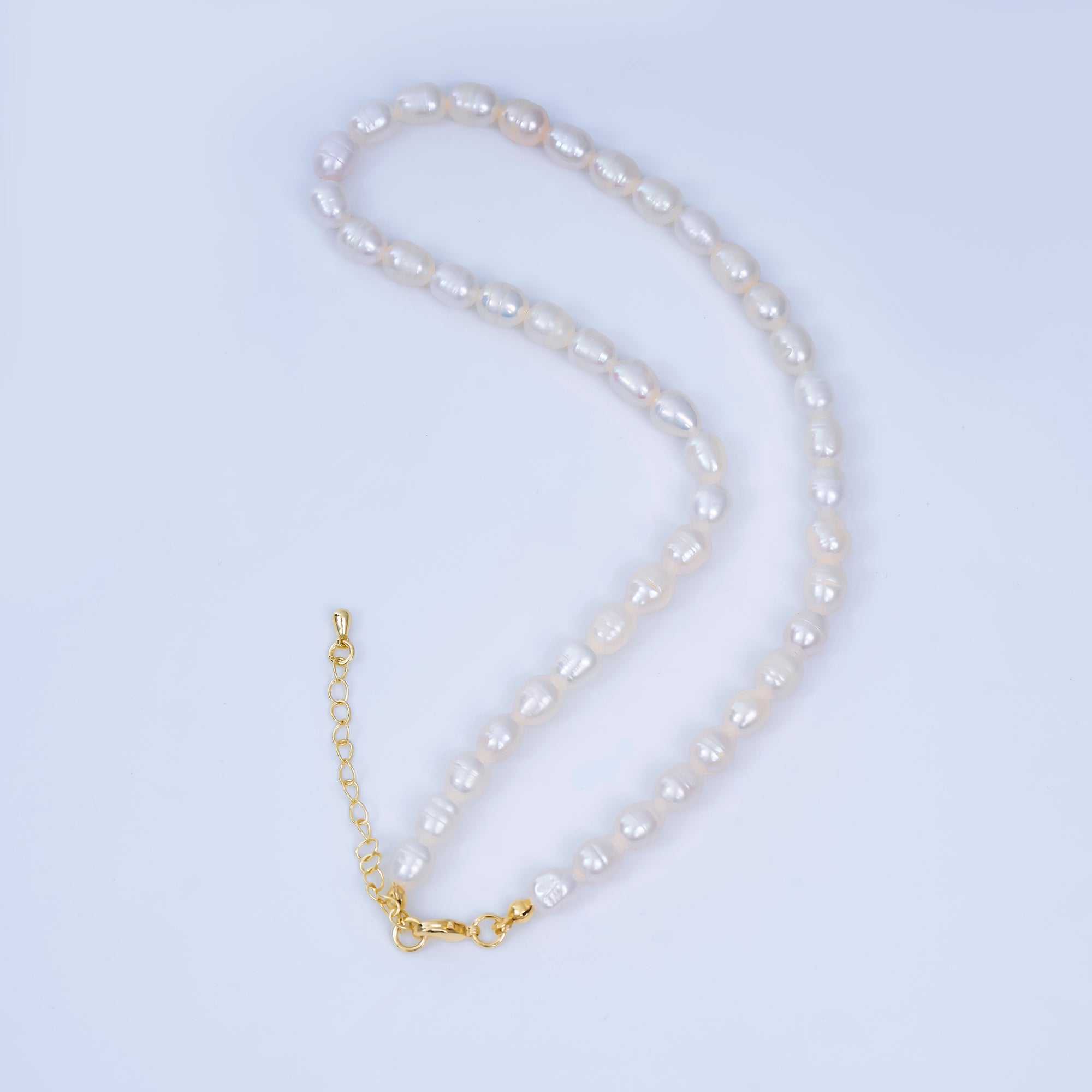 24K Gold Filled 6.5mm Nautical Freshwater Pearl Chain 14 Inch Necklace with Extender| WA-1006