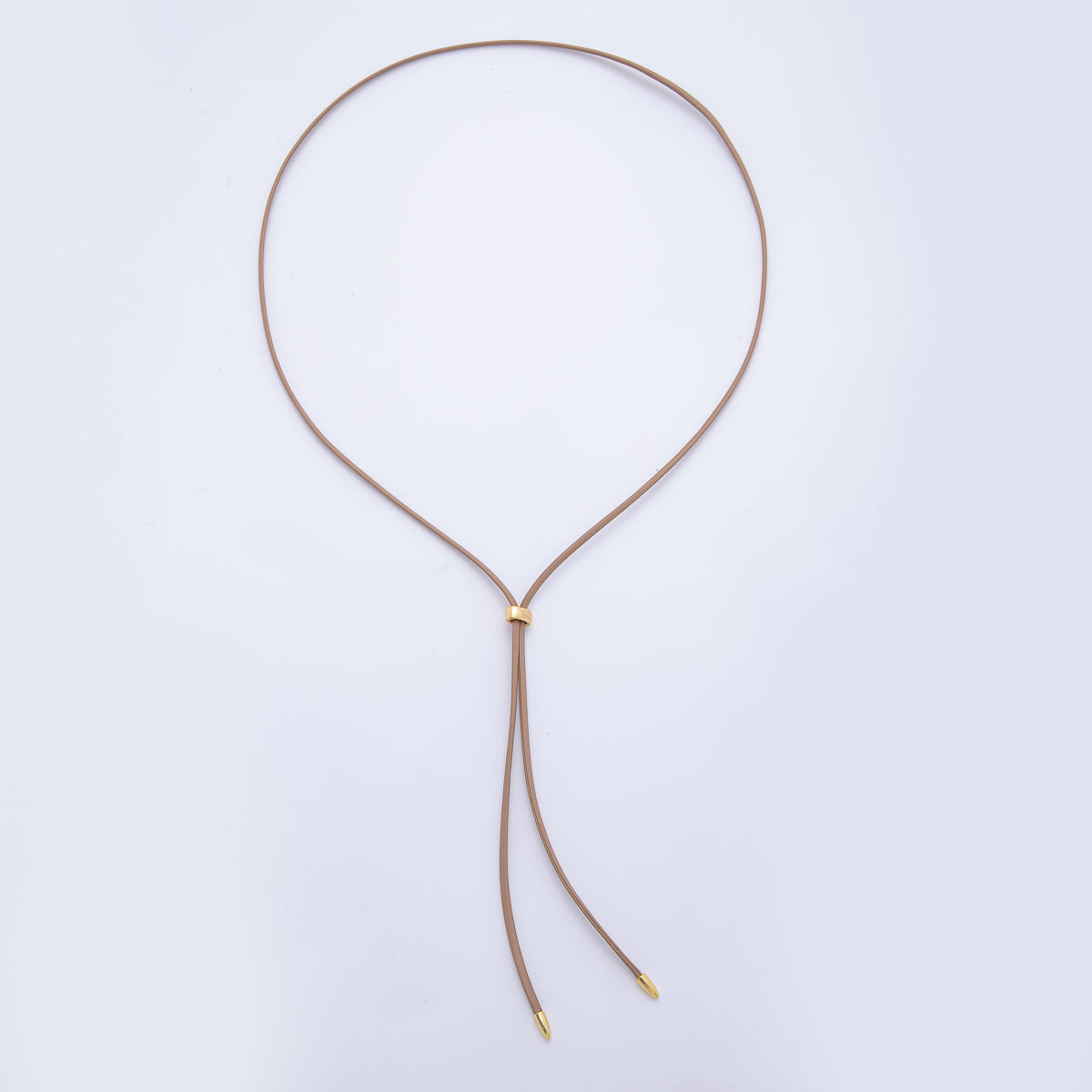 18K Gold Filled 2mm Brown, Black Leather Bolo Chain 23.6 Inch Necklace | WA-1190 WA-1192 WA-1194