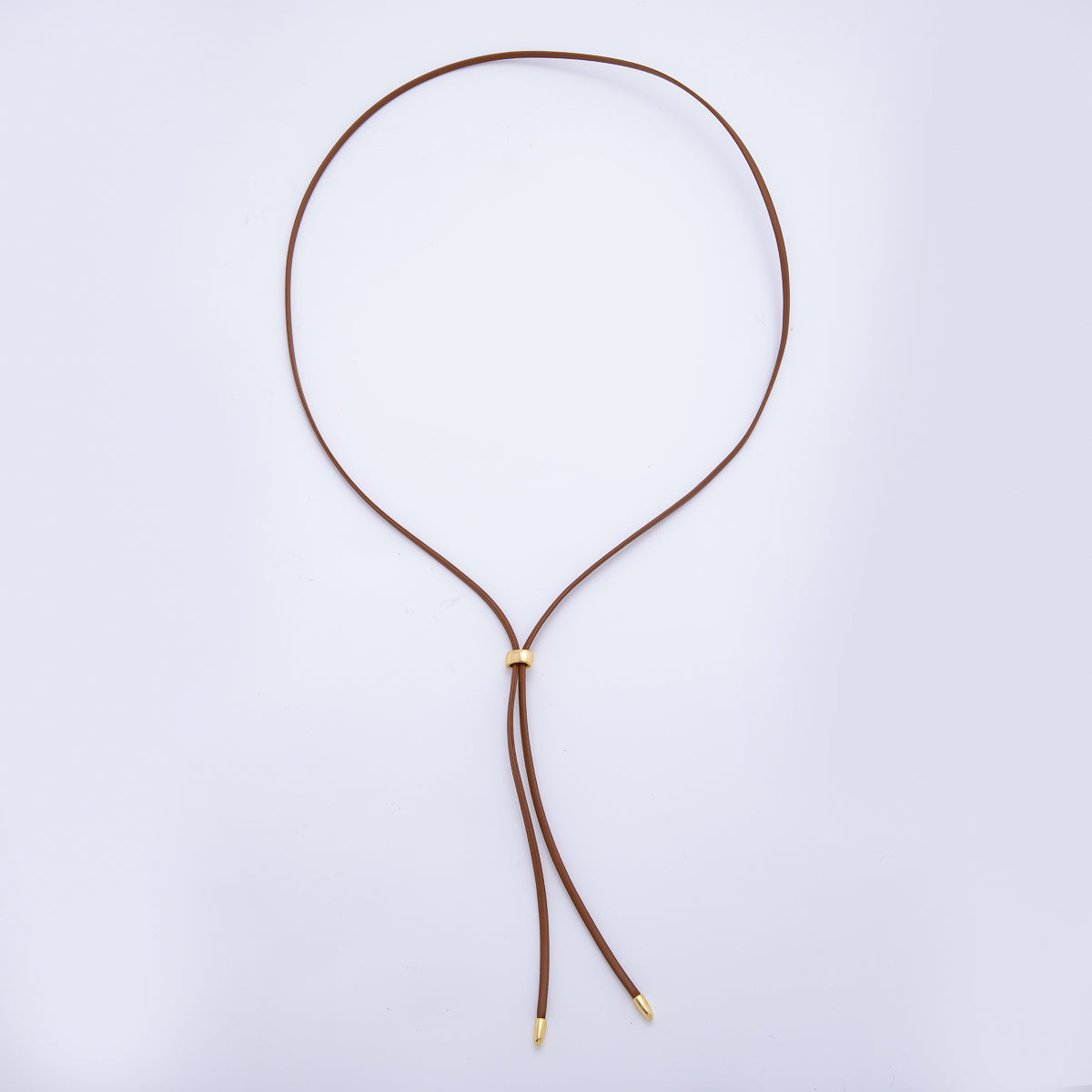 18K Gold Filled 2mm Brown, Black Leather Bolo Chain 23.6 Inch Necklace | WA-1190 WA-1192 WA-1194