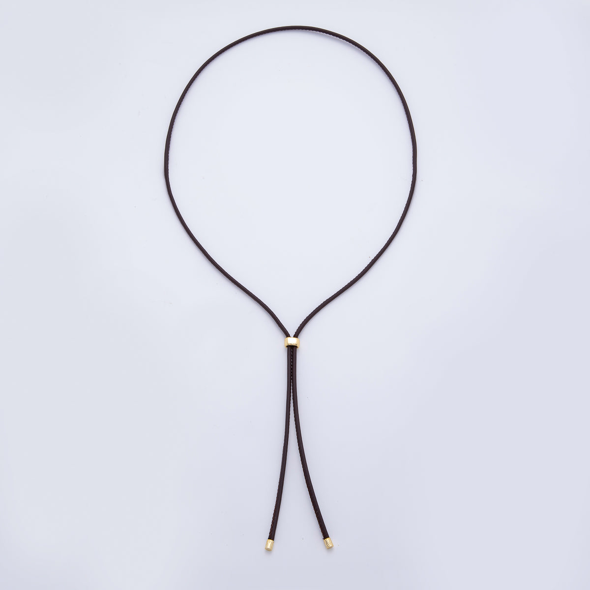 18K Gold Filled 2mm Black Leather Bolo Chain 31.5 Inch Necklace | WA-1217