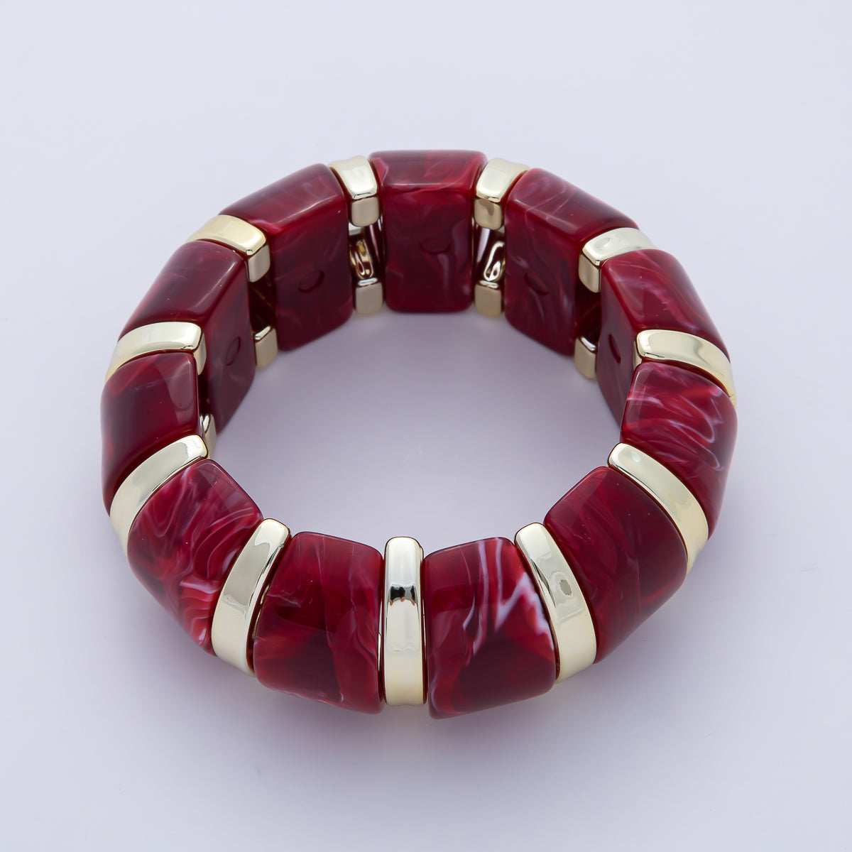 57mm Gold-Lined Resin Gemstone Stretch Bangle Bracelet | WA-920