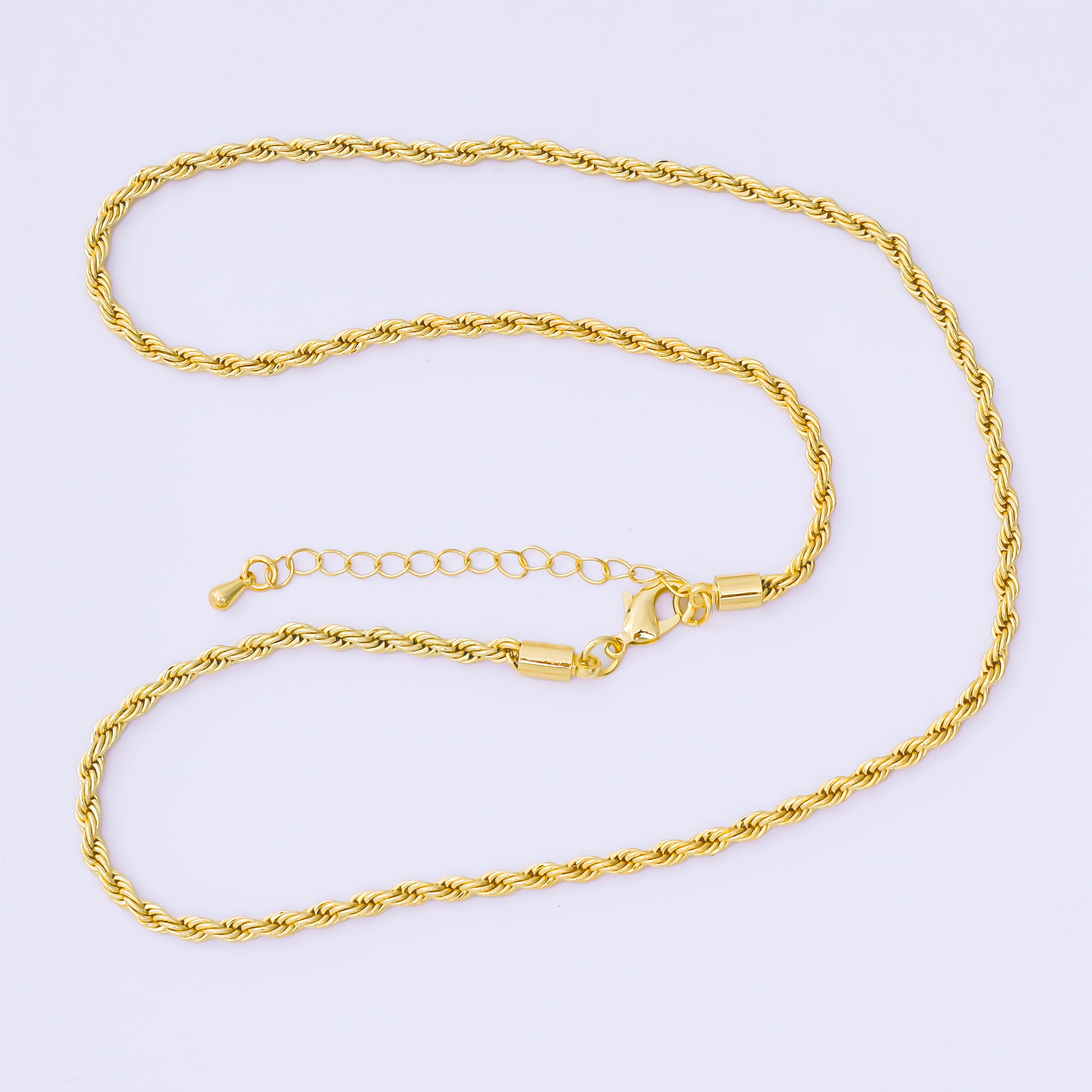 14K Gold Filled 3mm Rope Chain 18.5 Inch Necklace w. Extender | WA-1373