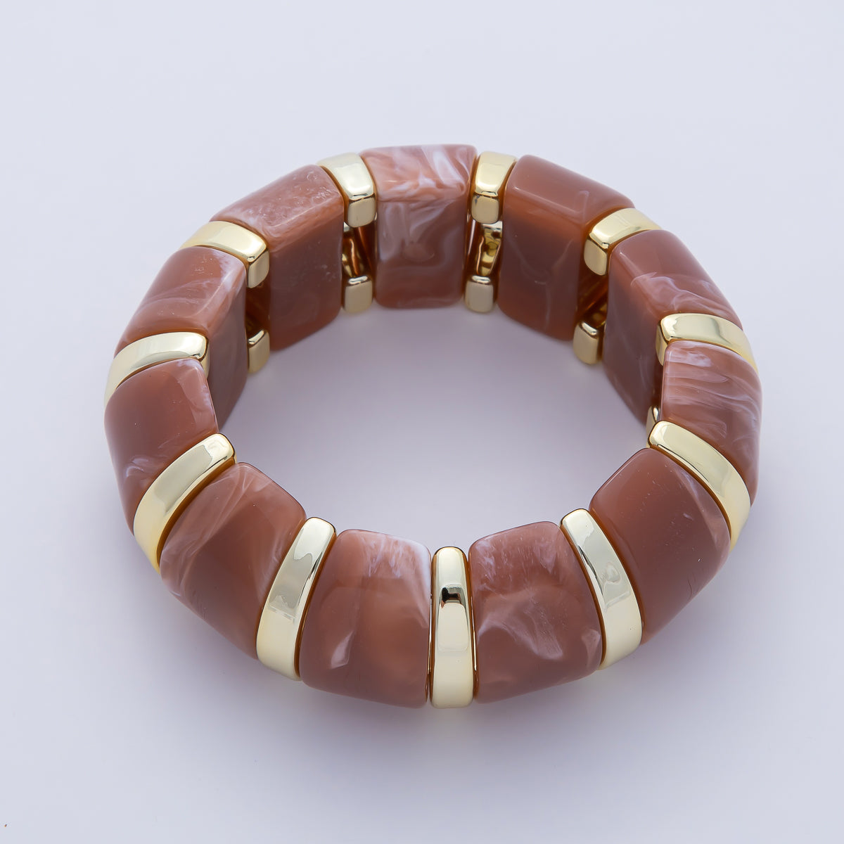 57mm Gold-Lined Resin Gemstone Stretch Bangle Bracelet | WA-920
