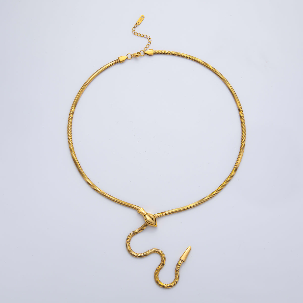 Gold Stainless Steel 4mm Herringbone Snake Chain 25 Inches Necklace w. Extender | WA-1402 WA-1403