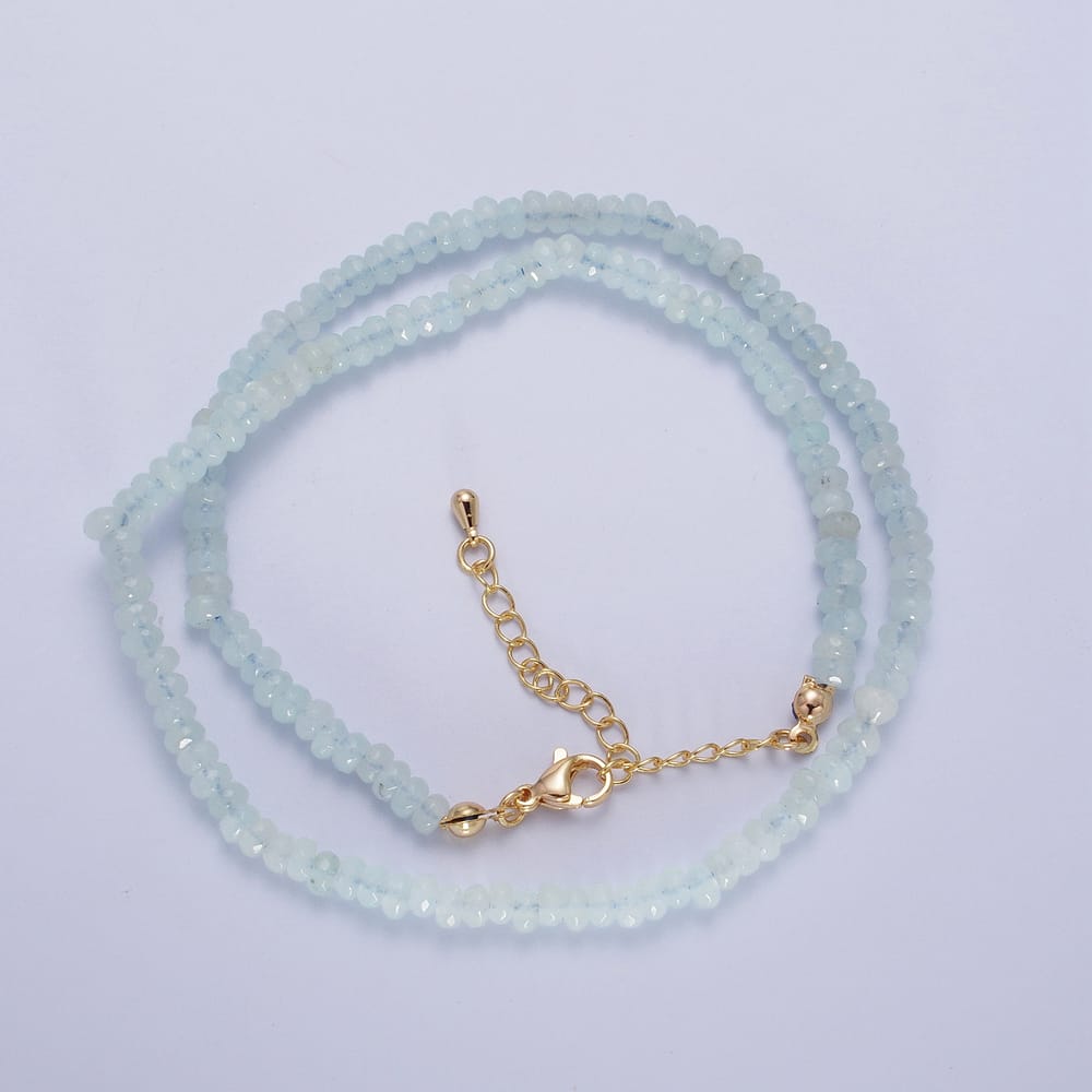 16 Inch Rondelle 5mm Natural Blue Stone Beads Handmade Necklaces | WA-1443