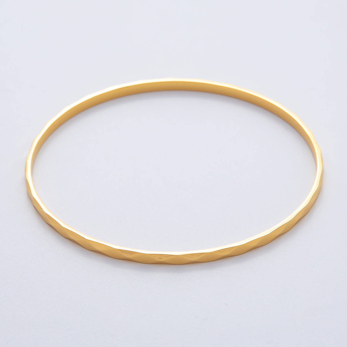 18K Gold Filled 2.5mm Thin Multifaceted Wave Bangle Bracelet | WA-1476