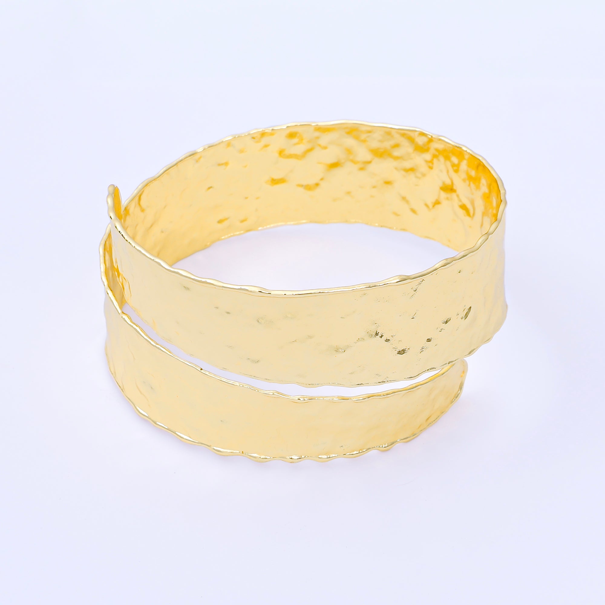 24K Gold Filled Hammered Twisted Twin Bangle Bracelet | WA1493