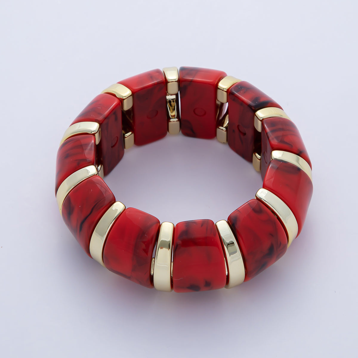 57mm Gold-Lined Resin Gemstone Stretch Bangle Bracelet | WA-920